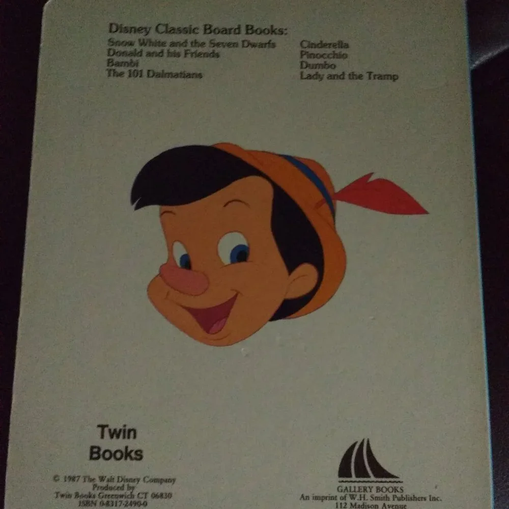 Walt Disney Twin Books Pinocchio + Dumbo + 101 Dalmatians 1987 Vintage